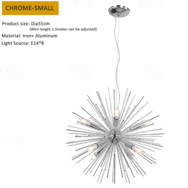 LED Pendant Light Crystal Chandelier 9-Light Firework Modern Sputnik Chandelier Pendant Light Fixture for living room Dining Room and Bedroom