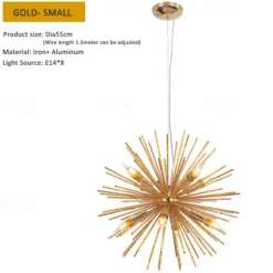 LED Pendant Light Crystal Chandelier 9-Light Firework Modern Sputnik Chandelier Pendant Light Fixture for living room Dining Room and Bedroom