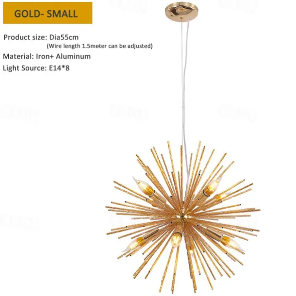 LED Pendant Light Crystal Chandelier 9-Light Firework Modern Sputnik Chandelier Pendant Light Fixture for living room Dining Room and Bedroom