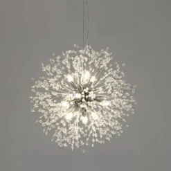 LED Pendant Light Crystal Chandelier 9-Light Chrome Firework Modern Sputnik Chandelier Pendant Light Fixture for living room Dining Room and Bedroom