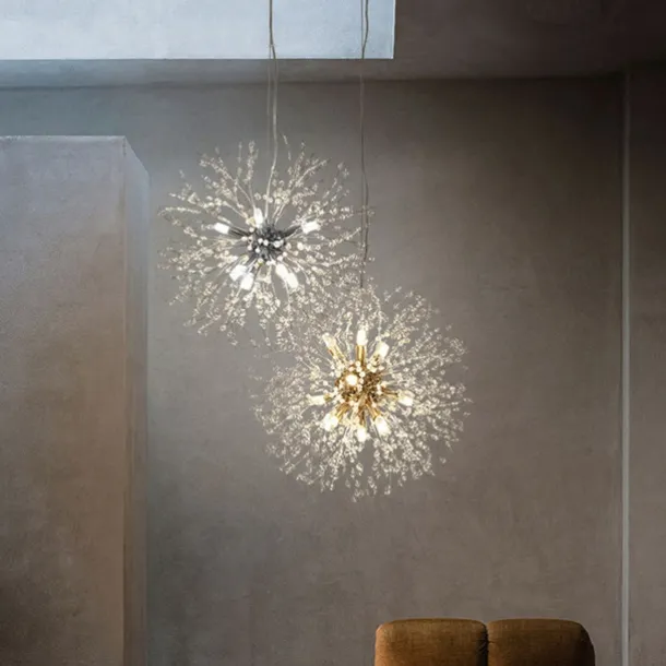 LED Pendant Light Crystal Chandelier 9-Light Chrome Firework Modern Sputnik Chandelier Pendant Light Fixture for living room Dining Room and Bedroom