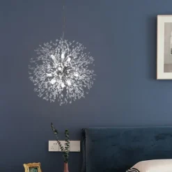 LED Pendant Light Crystal Chandelier 9-Light Chrome Firework Modern Sputnik Chandelier Pendant Light Fixture for living room Dining Room and Bedroom