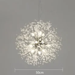 LED Pendant Light Crystal Chandelier 9-Light Chrome Firework Modern Sputnik Chandelier Pendant Light Fixture for living room Dining Room and Bedroom