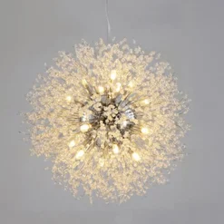 LED Pendant Light Crystal Chandelier 9-Light Chrome Firework Modern Sputnik Chandelier Pendant Light Fixture for living room Dining Room and Bedroom