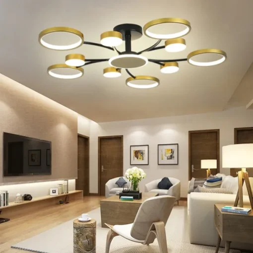 LED Pendant Light Dimmable Sputnik Design Adjustable Geometric Shapes Flush Mount Ceilling Lights 10-Light 39" Hanging Chandeliers for Living Room Dinning Room Kitchen 220-240V
