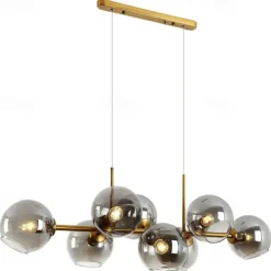 LED Pendant Light Island Light Black Bronze Copper Modern Nordic Dining Room Bedroom Chandelier Minimalist Living Room Magic Bean Glass Molecular Bubble Chandelier 110cm