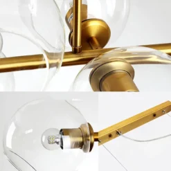 LED Pendant Light Island Light Black Bronze Copper Modern Nordic Dining Room Bedroom Chandelier Minimalist Living Room Magic Bean Glass Molecular Bubble Chandelier 110cm