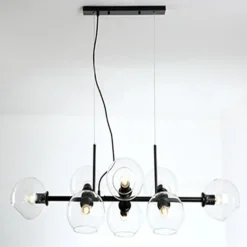 LED Pendant Light Island Light Black Bronze Copper Modern Nordic Dining Room Bedroom Chandelier Minimalist Living Room Magic Bean Glass Molecular Bubble Chandelier 110cm