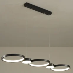 LED Pendant Light Kitchen Island Light Circle Ring Design Black 95 cm Chandelier Metal Artistic Style Modern Style Stylish Painted Finishes 220-240V