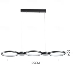 LED Pendant Light Kitchen Island Light Circle Ring Design Black 95 cm Chandelier Metal Artistic Style Modern Style Stylish Painted Finishes 220-240V