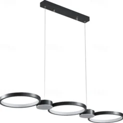 LED Pendant Light Kitchen Island Light Circle Ring Design Black 95 cm Chandelier Metal Artistic Style Modern Style Stylish Painted Finishes 220-240V