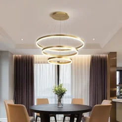 LED Pendant Light 3-Light 80cm/60cm/40cm Ring Circle Design 113W Aluminum Painted Finishes Modern Downlight Smart Wifi Control Dimmable with Remote Control