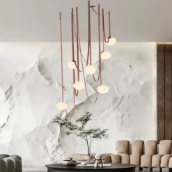 LED Pendant Light 1/3/5/7-Light Cluster Design Glass Globle Hemp Rope Chandelier Light Modern Black Pink Chandeliers Pendant Light Fixture Ceiling Flush Mount Light Fixture 110-240V