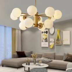 LED Pendant Light 1/3/6/9/12-Light Glass Sputnik Chandelier Light Modern Gold Chandeliers Pendant Light Fixture Vintage Globe Ball Ceiling Flush Mount Light Fixture 110-240V