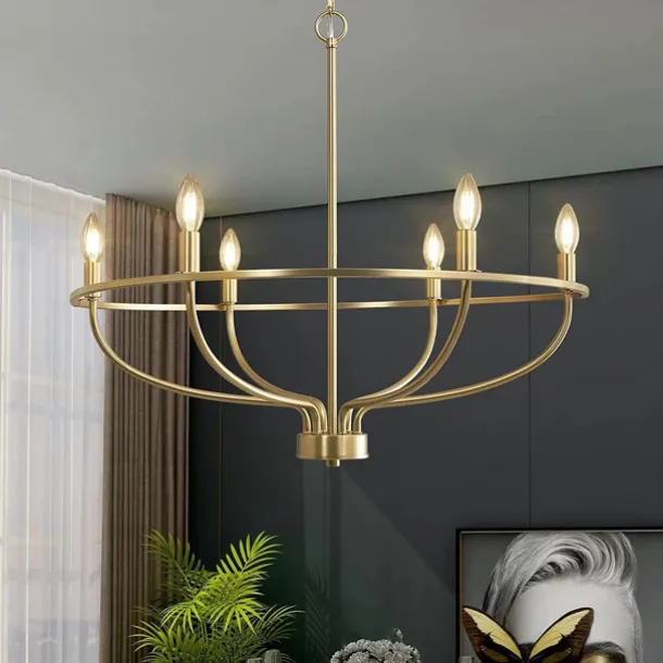LED Pendant Light 6/9/12-Light Industrial Vintage Large Round Rustic Candle Chandelier for Living Room Bedroom 110-240V
