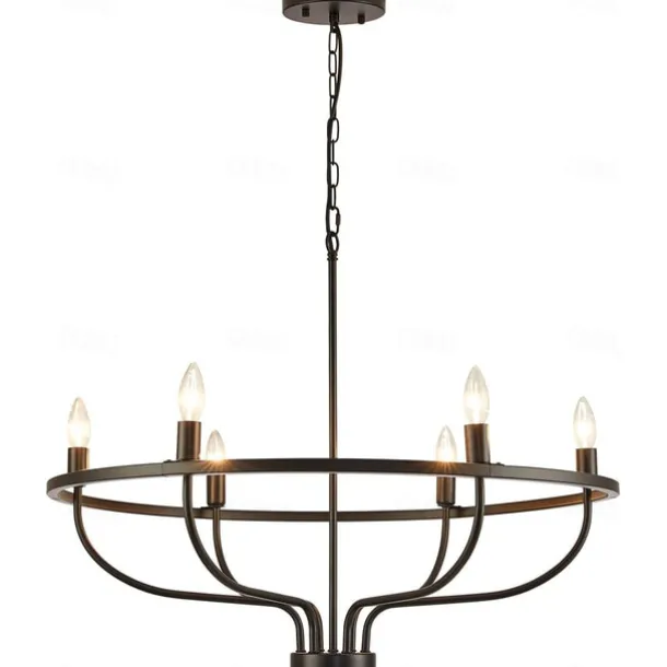 LED Pendant Light 6/9/12-Light Industrial Vintage Large Round Rustic Candle Chandelier for Living Room Bedroom 110-240V