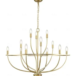 LED Pendant Light 6/9/12-Light Industrial Vintage Large Round Rustic Candle Chandelier for Living Room Bedroom 110-240V