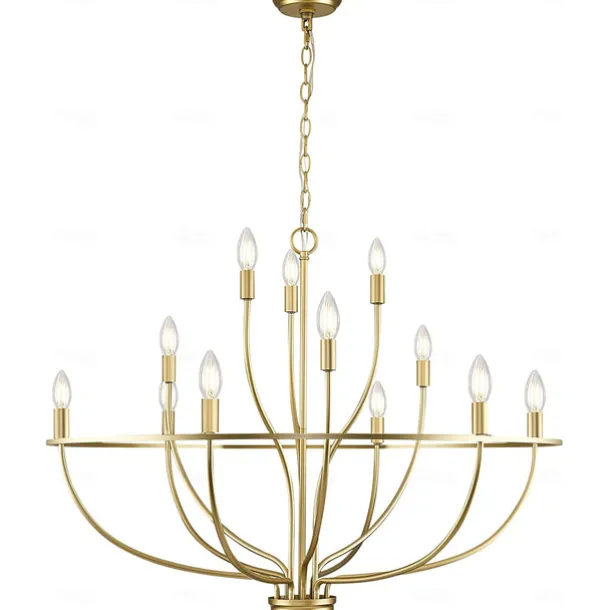 LED Pendant Light 6/9/12-Light Industrial Vintage Large Round Rustic Candle Chandelier for Living Room Bedroom 110-240V