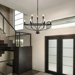 LED Pendant Light 6/9/12-Light Industrial Vintage Large Round Rustic Candle Chandelier for Living Room Bedroom 110-240V