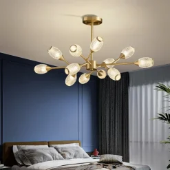 LED Pendant Light Luxury Modern Chandelier 64/84/90/100 cm Sputnik Design Copper Formal Style Sputnik Brass Modern Nordic Style 220-240V 110-120V