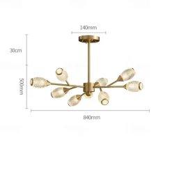 LED Pendant Light Luxury Modern Chandelier 64/84/90/100 cm Sputnik Design Copper Formal Style Sputnik Brass Modern Nordic Style 220-240V 110-120V