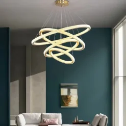 LED Pendant Light Modern 4 Rings Gold 80 cm Modern Nordic Luxury Light Aluminum Electroplated 110-120V 220-240V
