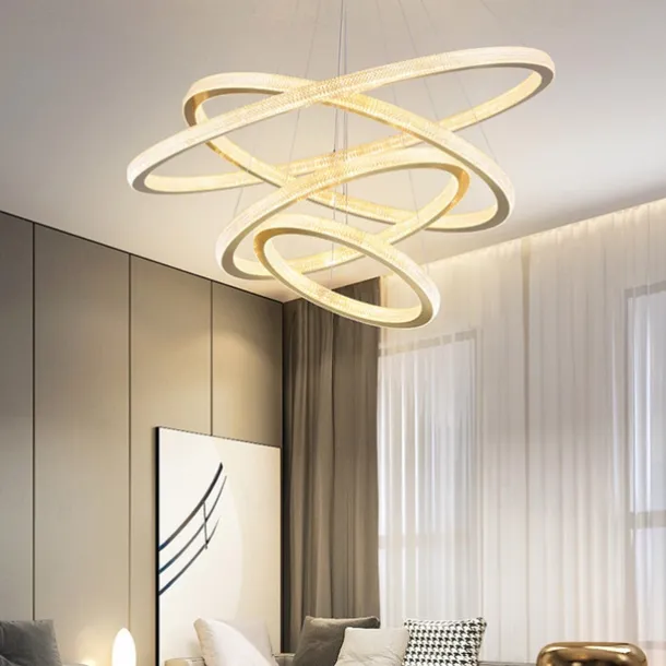 LED Pendant Light Modern 4 Rings Gold 80 cm Modern Nordic Luxury Light Aluminum Electroplated 110-120V 220-240V
