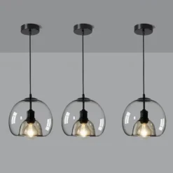LED Pendant Light Modern Glass Kitchen Island Light 23 cm Vintage Metal Layered Geometrical Gray Painted Country Living Room Bedroom Dining Room Kitchen Lights