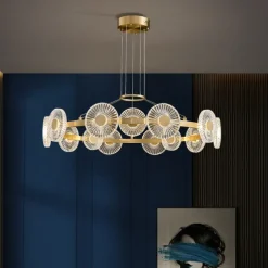 LED Pendant Light Modern Luxury Gold Circle Design Sputnik Design Chandelier Copper Modern Style Sputnik Brass 9 12 15 Heads 220-240V 110-120V