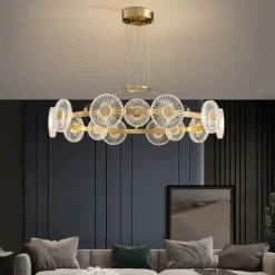 LED Pendant Light Modern Luxury Gold Circle Design Sputnik Design Chandelier Copper Modern Style Sputnik Brass 9 12 15 Heads 220-240V 110-120V