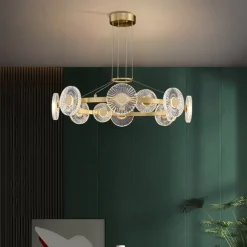 LED Pendant Light Modern Luxury Gold Circle Design Sputnik Design Chandelier Copper Modern Style Sputnik Brass 9 12 15 Heads 220-240V 110-120V