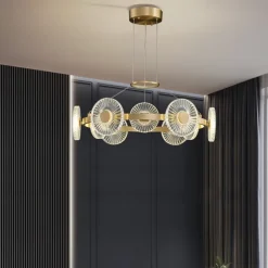 LED Pendant Light Modern Luxury Gold Circle Design Sputnik Design Chandelier Copper Modern Style Sputnik Brass 9 12 15 Heads 220-240V 110-120V