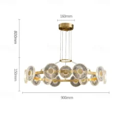 LED Pendant Light Modern Luxury Gold Circle Design Sputnik Design Chandelier Copper Modern Style Sputnik Brass 9 12 15 Heads 220-240V 110-120V