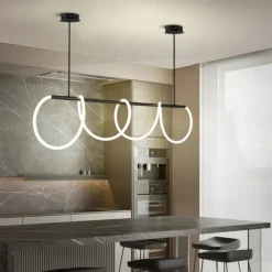 LED Pendant Light Note style Nordic Design Modern Simple American Light Luxury Bar Lighting Creative Net Red Long Living Room Restaurant Lamps