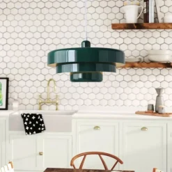 LED Pendant Light Orange Shade Pendant Light Fixture Kitchen Island Hanging Chandelier Light Fixtures Dark Green Bedroom Bedside Adjustable Ceiling Light Hanging Lamp