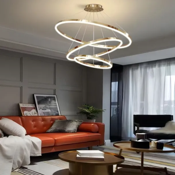 LED Pendant Light Ring Circle Design 3 Rings 40/60/80cm Adjustable Acrylic Modern Chandeliers 3000K Modern Contemporary Style Kitchen Dining Home Bar Light 110-240V Warm White