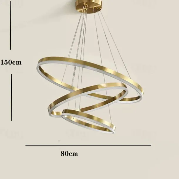 LED Pendant Light Ring Circle Design 3 Rings 40/60/80cm Adjustable Acrylic Modern Chandeliers 3000K Modern Contemporary Style Kitchen Dining Home Bar Light 110-240V Warm White