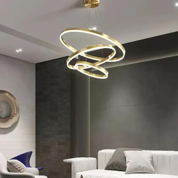 LED Pendant Light Ring Circle Design 3 Rings 40/60/80cm Adjustable Acrylic Modern Chandeliers 3000K Modern Contemporary Style Kitchen Dining Home Bar Light 110-240V Warm White