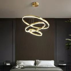 LED Pendant Light Ring Circle Design 3 Rings 40/60/80cm Adjustable Acrylic Modern Chandeliers 3000K Modern Contemporary Style Kitchen Dining Home Bar Light 110-240V Warm White