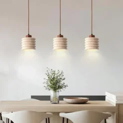 LED Pendant Light Stone Wabisabi 3 Light Color Pendant Lantern Design Pendant Light Wood Geometrical Vintage Living Room Bedroom Dining Room 110-240V