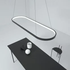 LED Pendant Light 40W Rectangle Aluminum Black Painted Finishes Modern Lamp for Dinning Room Resturant Coffee Bar