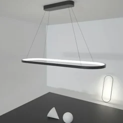 LED Pendant Light 40W Rectangle Aluminum Black Painted Finishes Modern Lamp for Dinning Room Resturant Coffee Bar