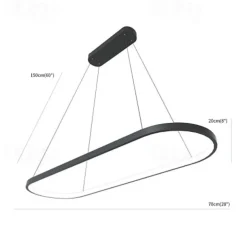 LED Pendant Light 40W Rectangle Aluminum Black Painted Finishes Modern Lamp for Dinning Room Resturant Coffee Bar