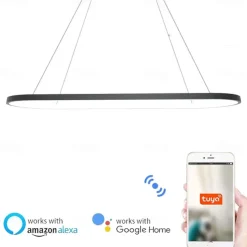 LED Pendant Light 40W Rectangle Aluminum Black Painted Finishes Modern Lamp for Dinning Room Resturant Coffee Bar