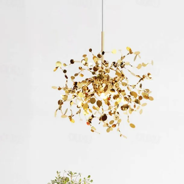 LED Pendant Light Warm White 40cm 1-Light Modern Simple G9 Stainless Steel Dandelion Living Room Bedroom Bedside Chandelier Bar Restaurant Porch Corridor Lamp Aisle Stairs Ceiling Light Tianha Bench 110-240V