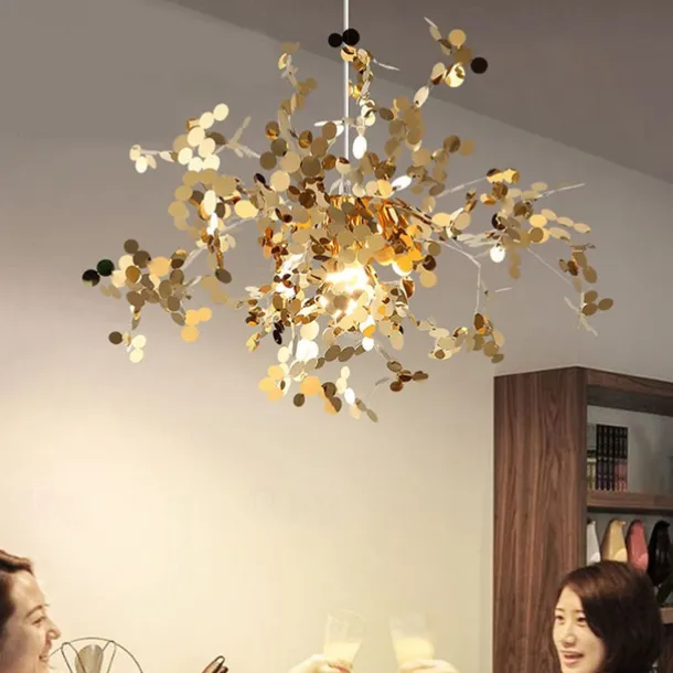 LED Pendant Light Warm White 40cm 1-Light Modern Simple G9 Stainless Steel Dandelion Living Room Bedroom Bedside Chandelier Bar Restaurant Porch Corridor Lamp Aisle Stairs Ceiling Light Tianha Bench 110-240V