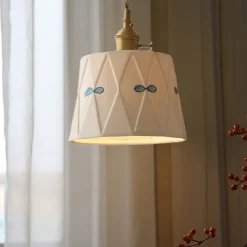 LED Pendant Light Warm White 10/50cm 1/3-Light Industrial Style Ceramic Hanging Lamp Lampshade E27 Screw Ceiling Lighting Fixtures Bedroom Dining Room Corridor Decoration 85-265V