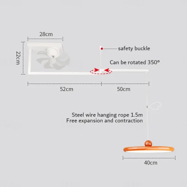 LED Pendant Light with Ceilling Light Industrial Pendant Light Fixture Swing Arm Hanging Light, Adjustable Dome Ceiling Pendant Light for Dining Room Living Room 110-240V