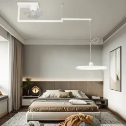 LED Pendant Light with Ceilling Light Industrial Pendant Light Fixture Swing Arm Hanging Light, Adjustable Dome Ceiling Pendant Light for Dining Room Living Room 110-240V