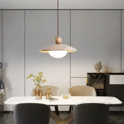 LED Pendant Light Wood Design Warm White Modern Farmhouse Cord Adjustable Pendant Lamps Kitchen Island Lighting for Dining Room Bedroom Hallway Over Sink 110-240V